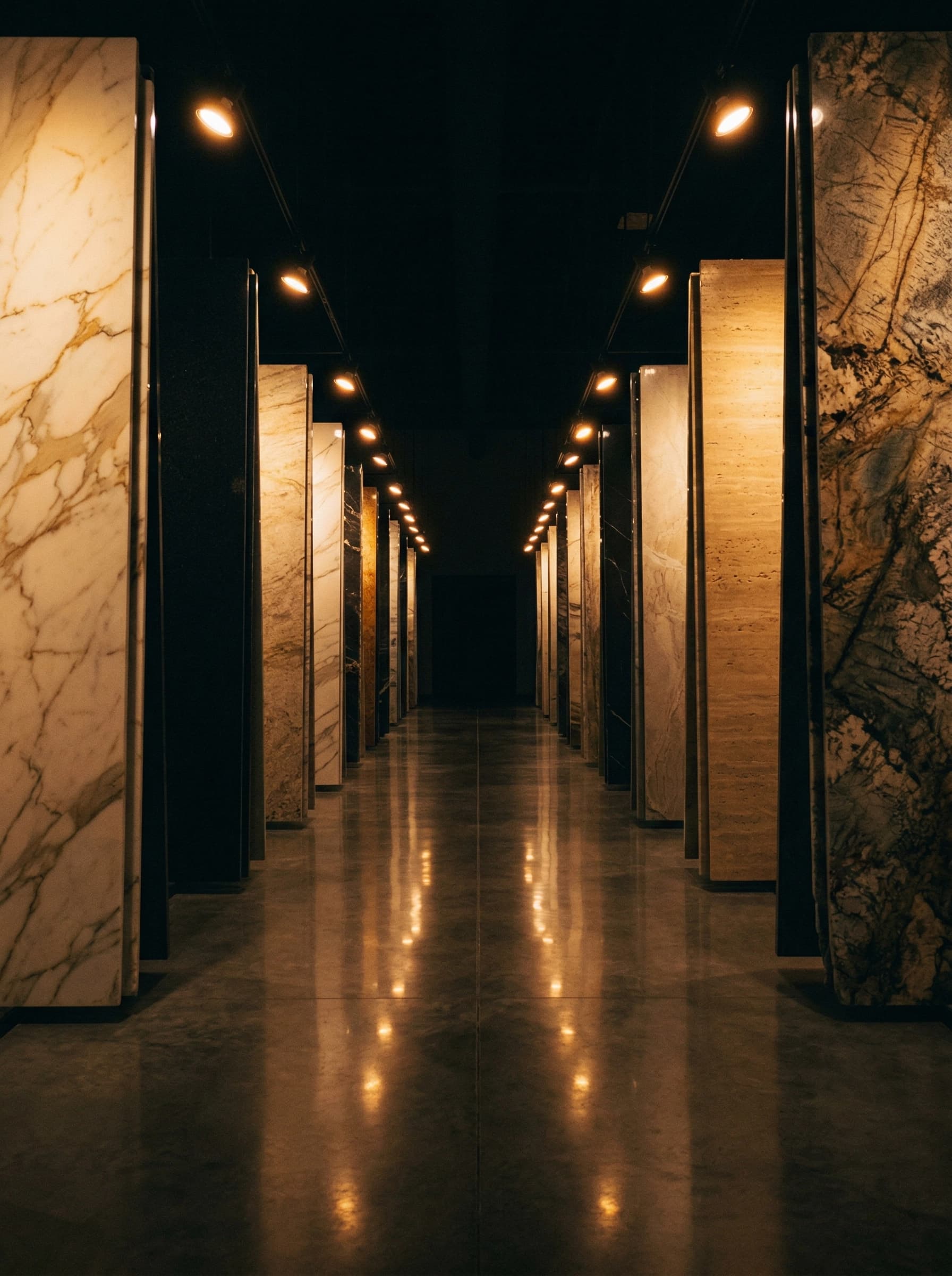 Warehouse full of marble blocks